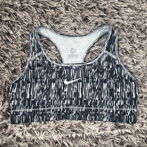 Nike Black & White Abstract Print Racerback Sports Bra